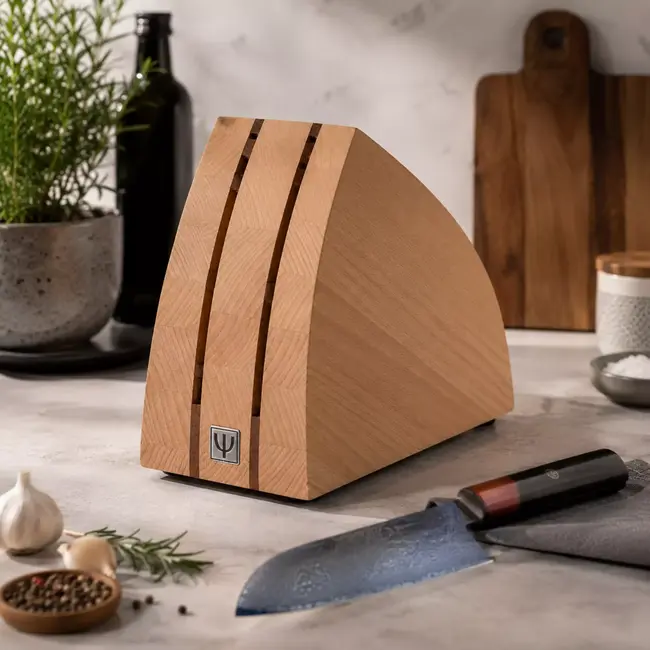 Yaxell Ran Messenset – 7-delig – Beukenhouten Messenblok met 6 Messen – 69 Lagen Damaststaal – VG10 Staal – 61 HRC – Canvas-Micarta Heft