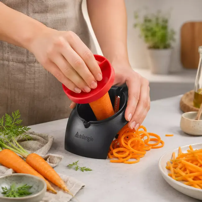Triangle Essentiële Julienne Snijder met Geleider – Veilig & Stijlvol