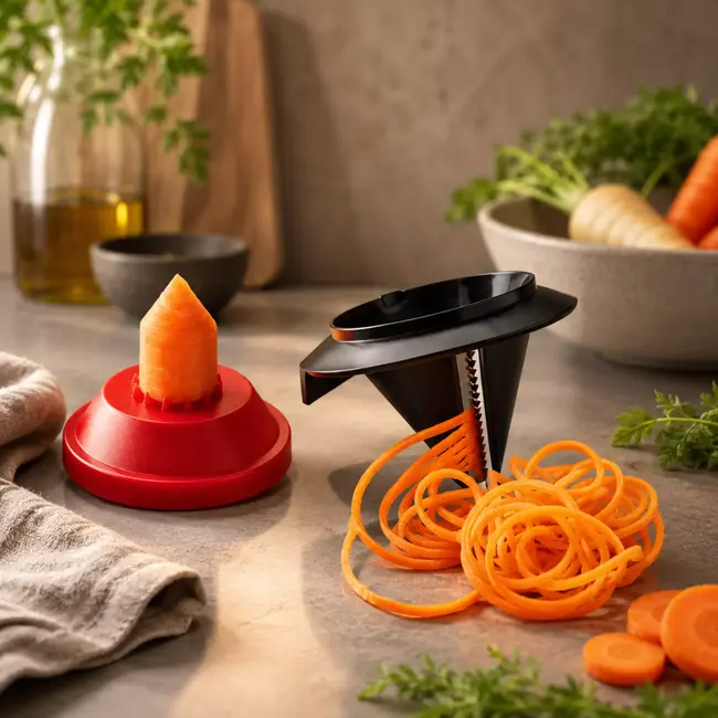 Triangle Essentiële Julienne Snijder met Geleider – Veilig & Stijlvol