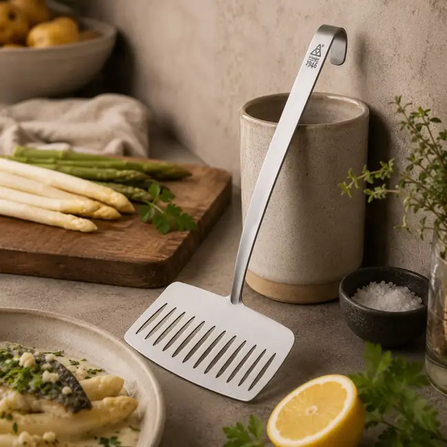 Triangle Extra Brede Spatel voor Vis en Asperges – RVS – 32,5 cm