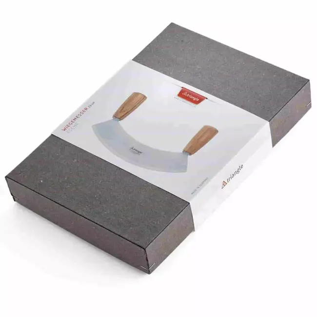 Triangle Soul Wiegemes – Halvemaan Design – Essenhouten Heft – RVS 23 cm