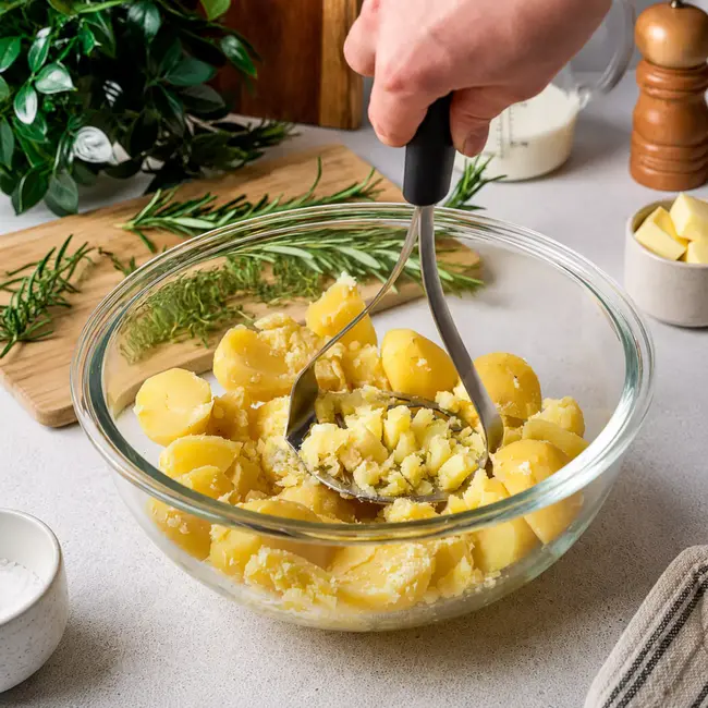 Triangle Aardappelstamper met Ophangsysteem – RVS Zwart – 25 cm – Duurzaam & Vaatwasserbestendig