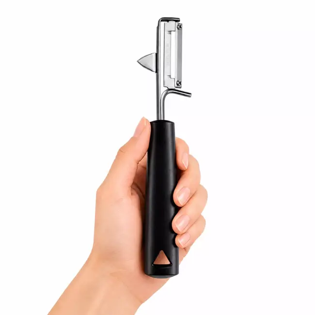 Triangle dunschiller linkshandig zwart 19 cm met RVS lemmet en PP grip