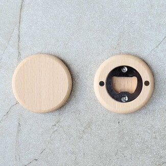 HOCHO Houten flesopener met magneten beukenhout rond Ø 65 mm