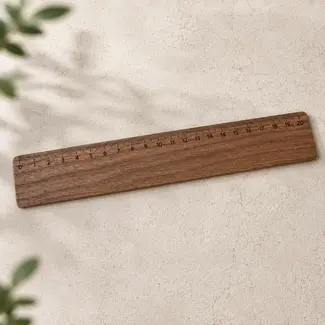 HOCHO Houten liniaal 20 cm van Amerikaans walnoothout met natuurlijke uitstraling voor nauwkeurig meten en tekenen