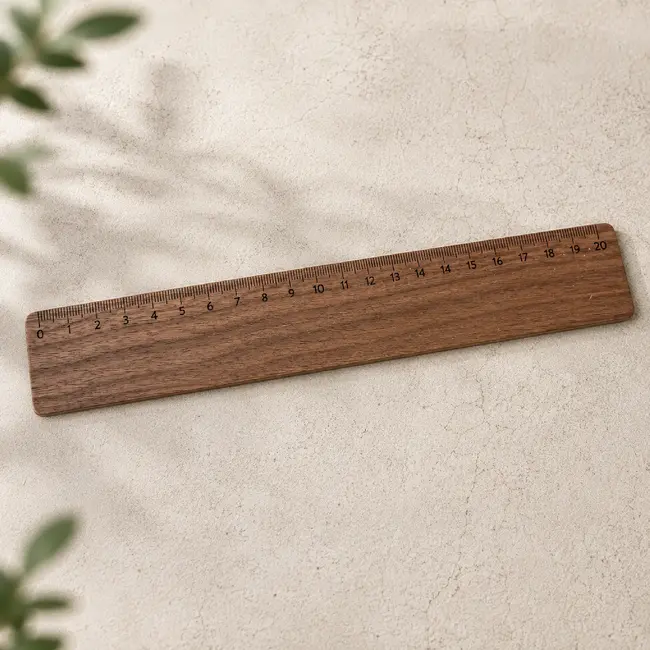 HOCHO Houten liniaal 20 cm van Amerikaans walnoothout met natuurlijke uitstraling voor nauwkeurig meten en tekenen