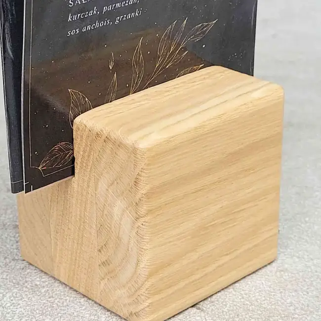 HOCHO Eikenhouten menuhouder 60 x 60 x 60 mm naturel met afgeronde hoeken