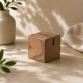 HOCHO Bruine Eikenhouten menuhouder 60 x 60 x 60 mm met afgeronde hoeken