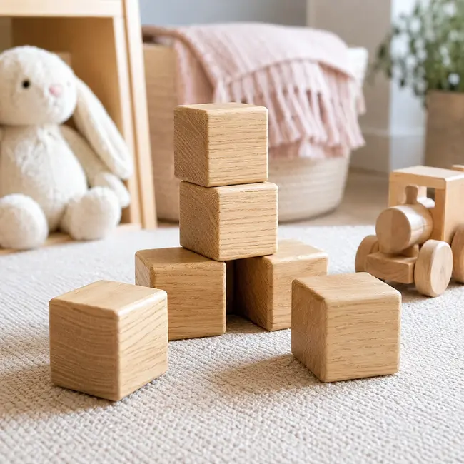 HOCHO Gelakte eikenhouten kubus 60 x 60 x 60 mm met afgeronde hoeken