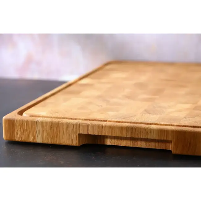 HOCHO Massieve kopshouten eiken snijplank 520 x 380 x 40 mm met sapgeul