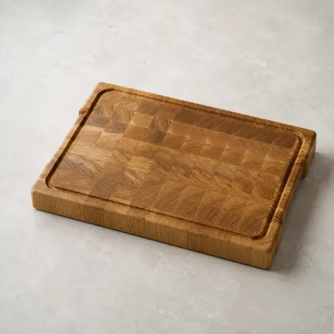 HOCHO Massieve kopshouten eiken snijplank 520 x 380 x 40 mm met sapgeul