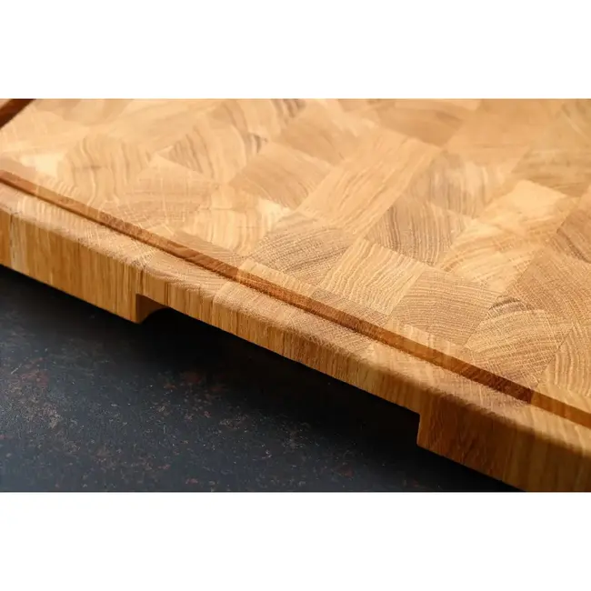 HOCHO Massieve kopshouten eiken snijplank 395x295x40 mm met sapgeul