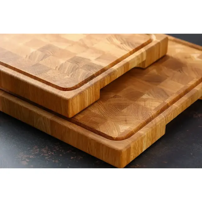 HOCHO Massieve kopshouten eiken snijplank 395x295x40 mm met sapgeul