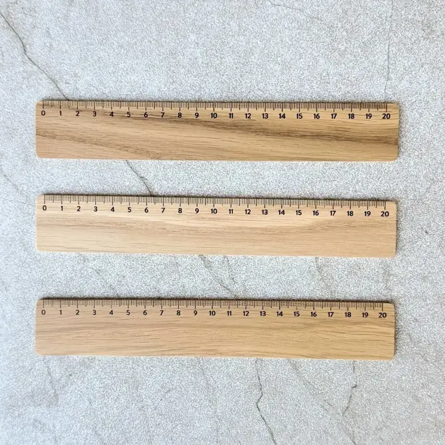 HOCHO Houten liniaal 20 cm van eikenhout met natuurlijke uitstraling voor nauwkeurig meten en tekenen