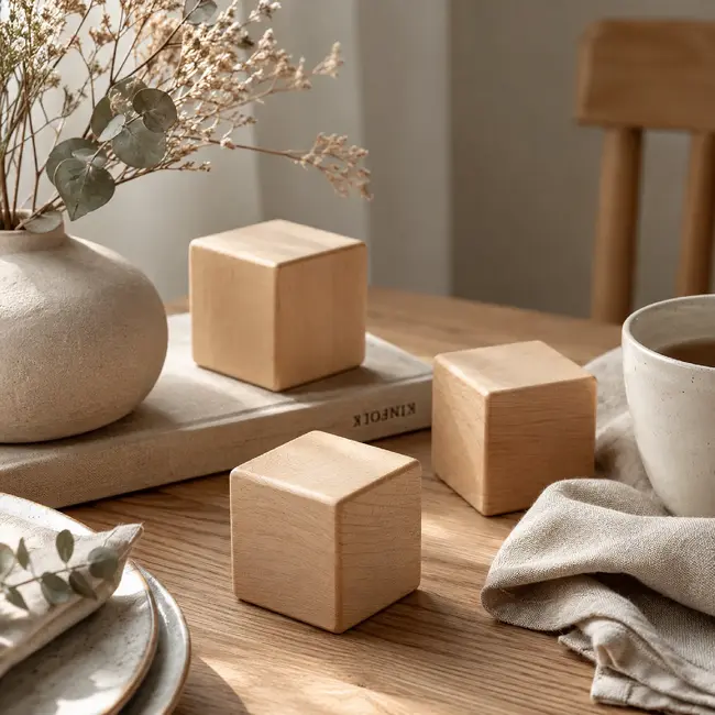 HOCHO Gelakte beukenhouten kubus 60 x 60 x 60 mm met afgeronde hoeken