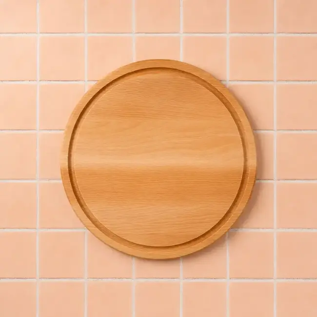 HOCHO Ronde beuken snijplank met sapgeul Ø 250 x 15 mm