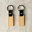 HOCHO Eiken sleutelhanger met zwart leer 115 x 35 mm