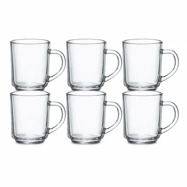HENDI Glazen mokkenset - 6 stuks - 0,24 l, ⌀73 x (h) 88 mm - enkelwandig, vaatwasmachinebestendig - transparant