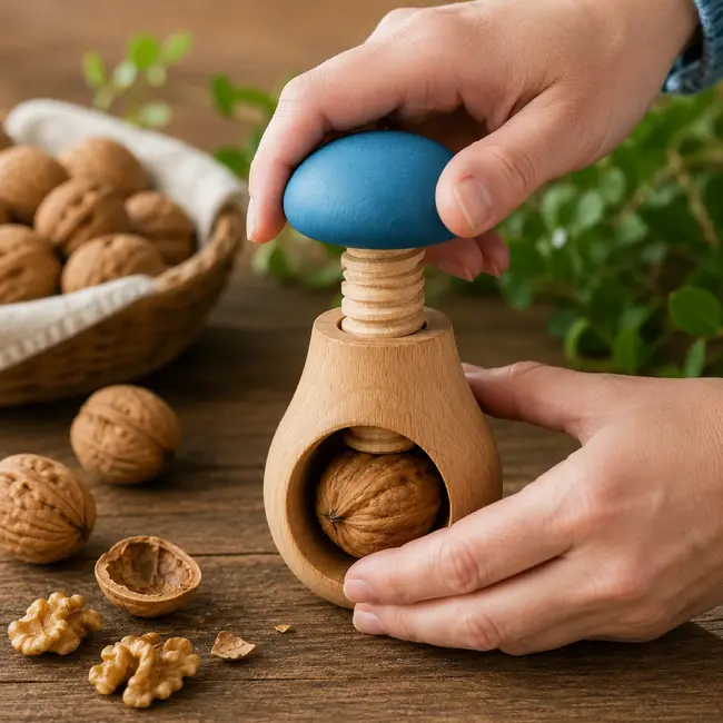 Glowel Houten Notenkraker: Ecologisch & Duurzaam Noten Kraken in Stijl - Baby Blauw
