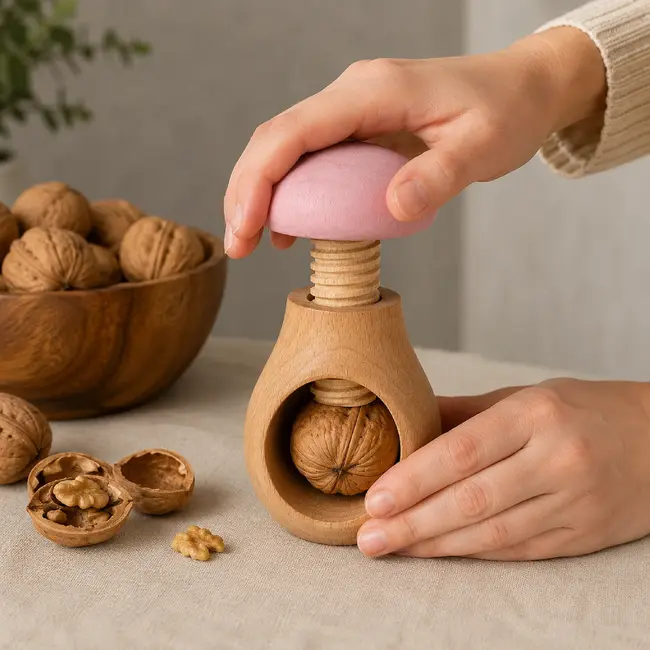 Glowel Houten Notenkraker: Ecologisch & Duurzaam Noten Kraken in Stijl - Baby Roze
