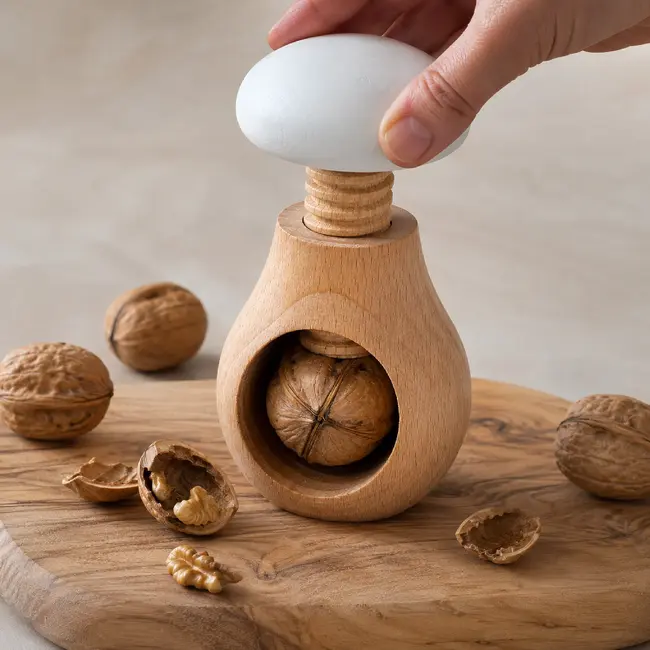 Glowel Houten Notenkraker: Ecologisch & Duurzaam Noten Kraken in Stijl - Wit