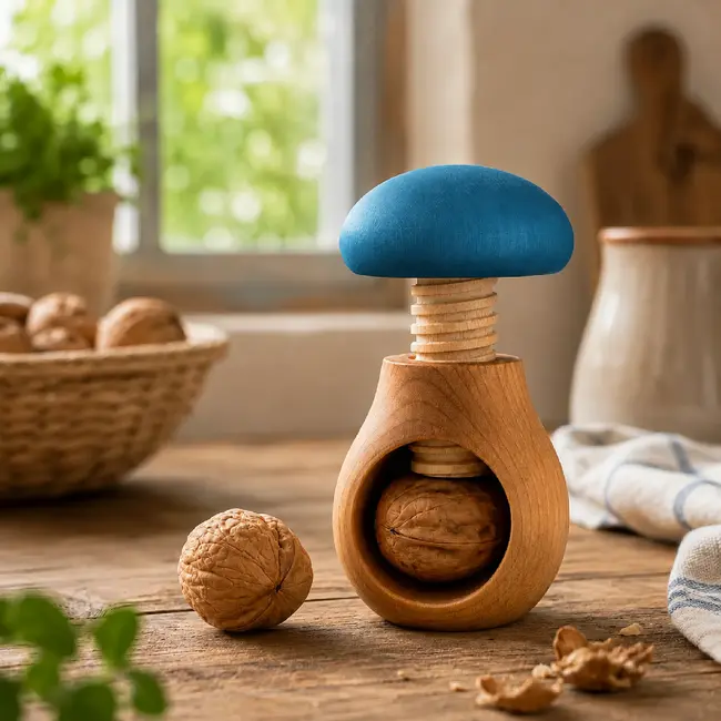 Glowel Houten Notenkraker: Ecologisch & Duurzaam Noten Kraken in Stijl - Baby Blauw