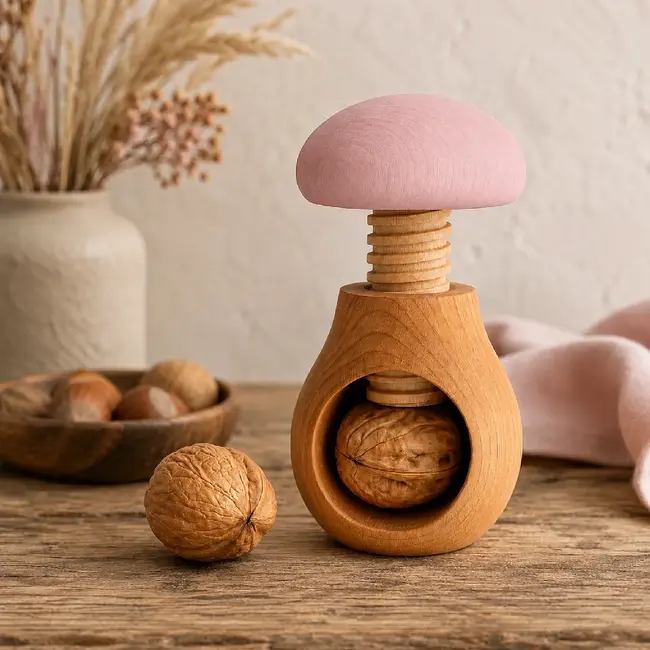 Glowel Houten Notenkraker: Ecologisch & Duurzaam Noten Kraken in Stijl - Baby Roze