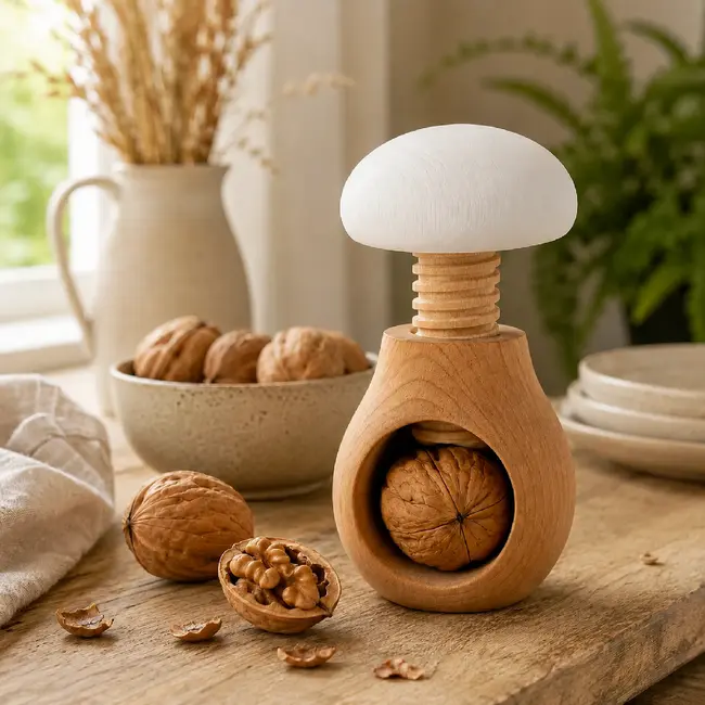 Glowel Houten Notenkraker: Ecologisch & Duurzaam Noten Kraken in Stijl - Wit