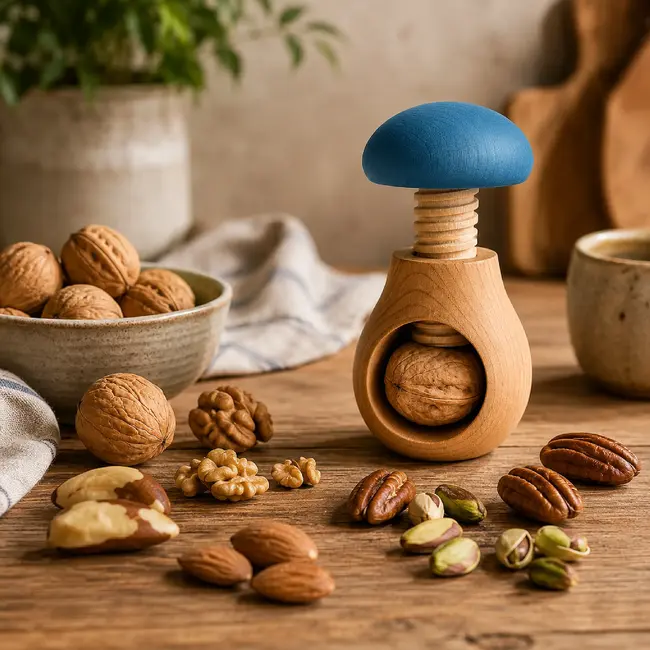 Glowel Houten Notenkraker: Ecologisch & Duurzaam Noten Kraken in Stijl - Baby Blauw