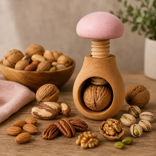 Glowel Houten Notenkraker: Ecologisch & Duurzaam Noten Kraken in Stijl - Baby Roze