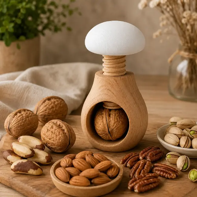 Glowel Houten Notenkraker: Ecologisch & Duurzaam Noten Kraken in Stijl - Wit