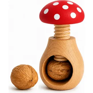Glowel Houten Notenkraker: Ecologisch & Duurzaam Noten Kraken in Stijl - Rood met Witte Stippen