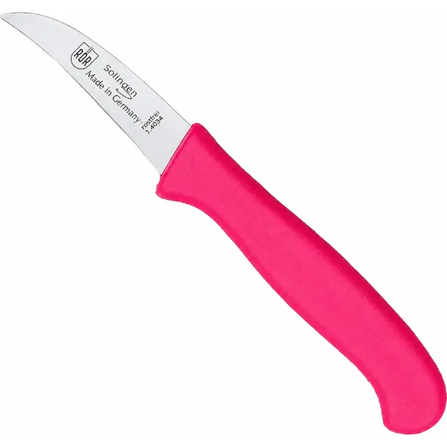 RÖR Solingen Schilmesje Krom / Gebogen – Kunststof Handvat – RVS Lemmet – Neon Roze