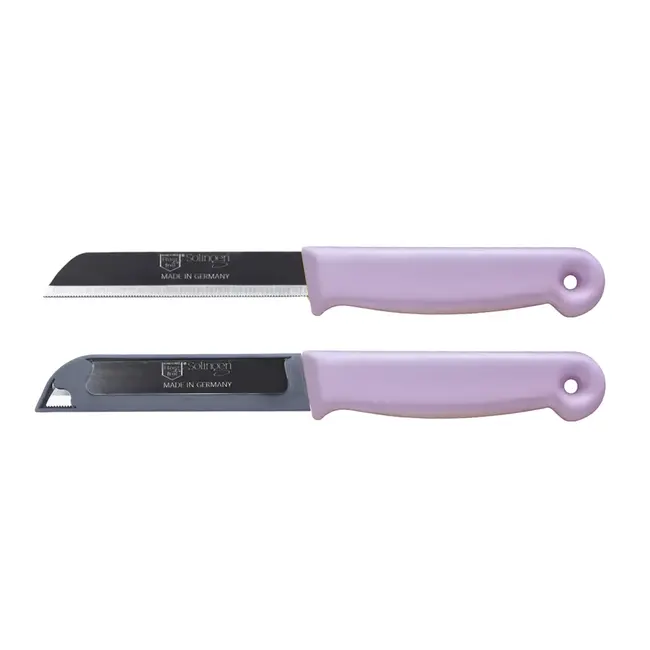 Solingen Kartelmes – Tomatenmes met Kartel – RVS – 18,5 cm met Blade Cover – Pastellila – 10 stuks