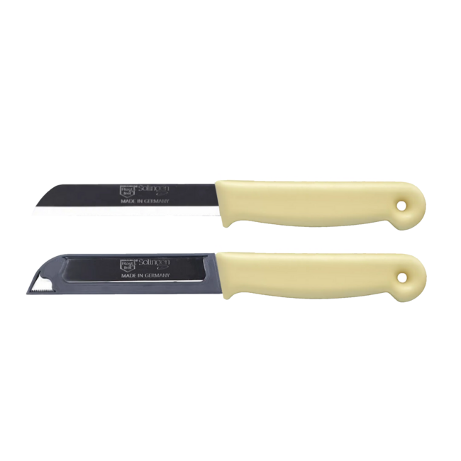 Solingen Kartelmes – Tomatenmes met Kartel – RVS – 18,5 cm met Blade Cover – Pastelgeel – 10 stuks