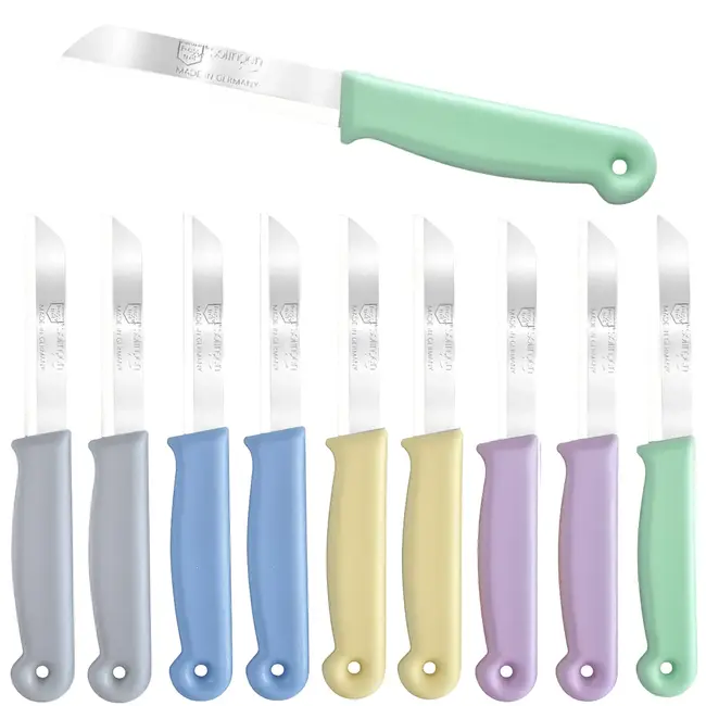 Solingen Schilmesje – RVS Glad – 18,5 cm met Blade Cover – Pastelgrijs – 10 stuks