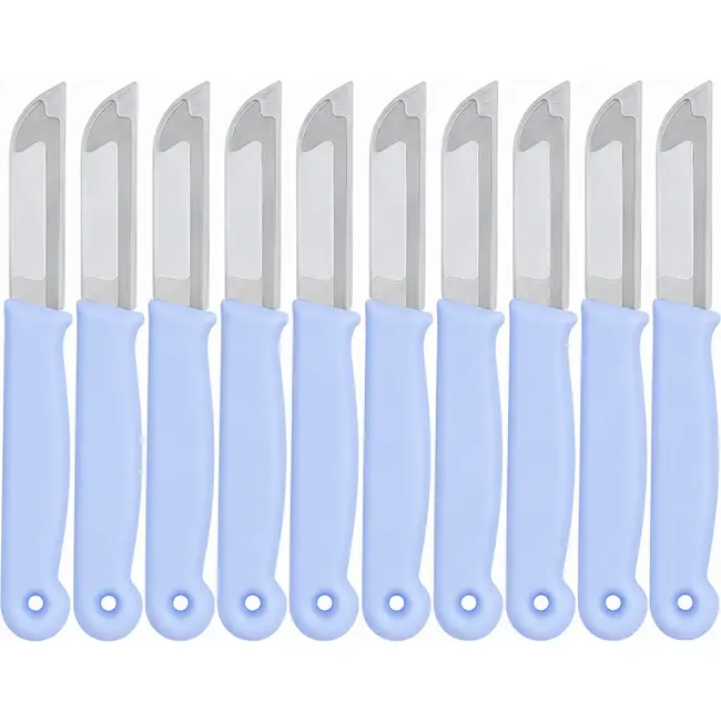 Solingen Schilmesje – RVS Glad – 16 cm met Blade Cover – Pastelblauw – 10 Stuks