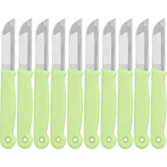 Solingen Schilmesje – RVS Glad – 16 cm met Blade Cover – Pastelgroen – 10 Stuks
