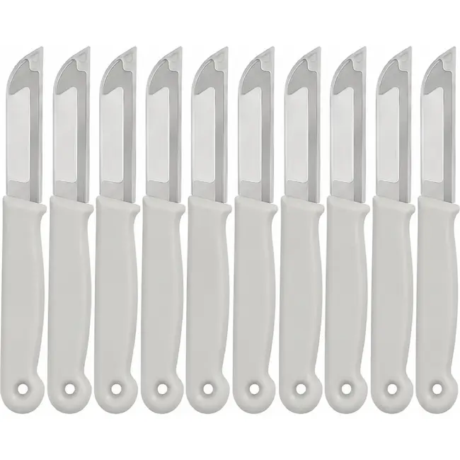 Solingen Schilmesje – RVS Glad – 16 cm met Blade Cover – Pastelgrijs – 10 Stuks