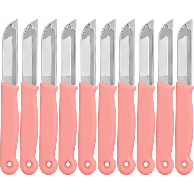 Solingen Schilmesje – RVS Glad – 16 cm met Blade Cover – Pastelroze – 10 Stuks