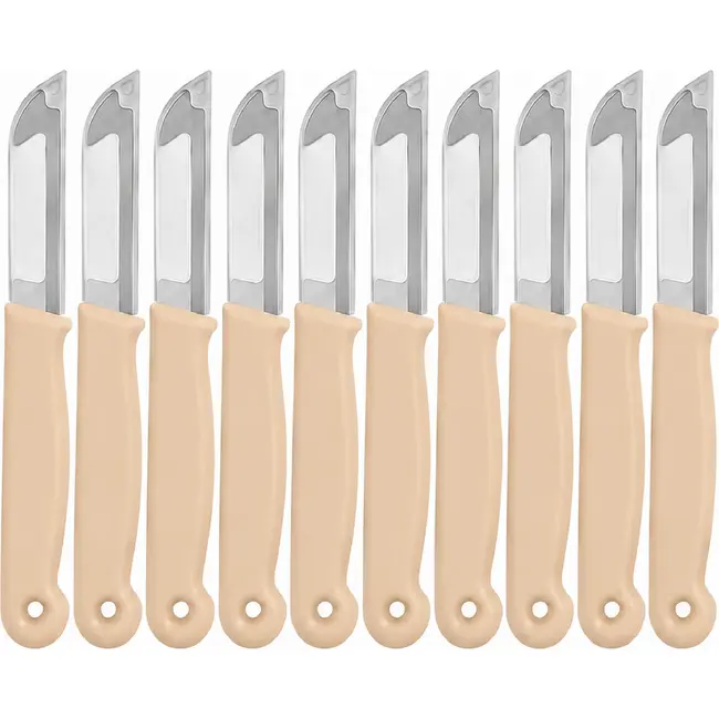 Solingen Schilmesje – RVS Glad – 16 cm met Blade Cover – Pastelbeige – 10 Stuks