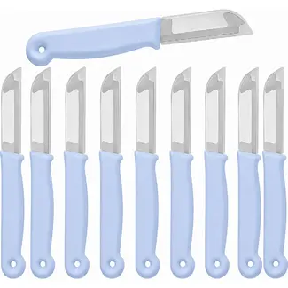 Solingen Schilmesje – RVS Glad – 16 cm met Blade Cover – Pastelblauw – 10 Stuks