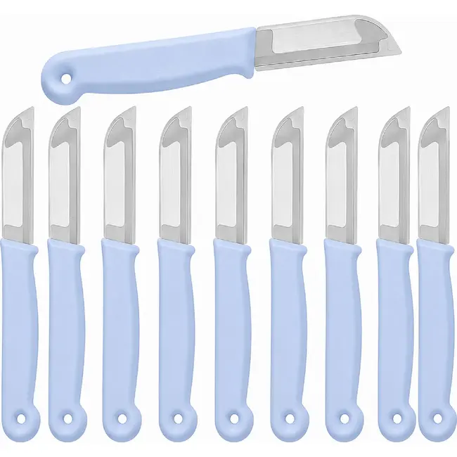 Solingen Schilmesje – RVS Glad – 16 cm met Blade Cover – Pastelblauw – 10 Stuks