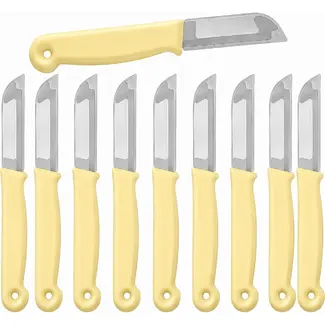 Solingen Schilmesje – RVS Glad – 16 cm met Blade Cover – Pastelgeel – 10 Stuks