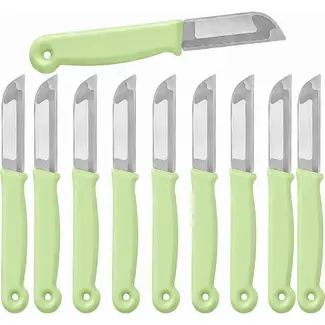 Solingen Schilmesje – RVS Glad – 16 cm met Blade Cover – Pastelgroen – 10 Stuks