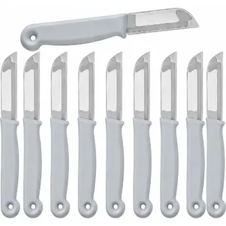 Solingen Schilmesje – RVS Glad – 16 cm met Blade Cover – Pastelgrijs – 10 Stuks