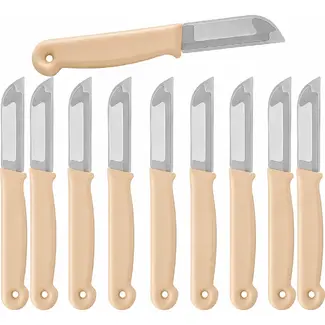 Solingen Schilmesje – RVS Glad – 16 cm met Blade Cover – Pastelbeige – 10 Stuks