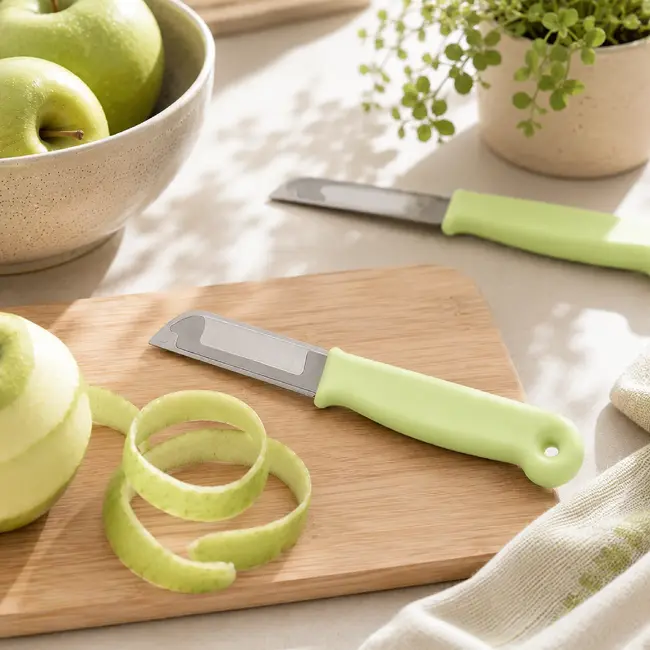 Solingen Schilmesje – RVS Glad – 16 cm met Blade Cover – Pastelgroen – 10 Stuks