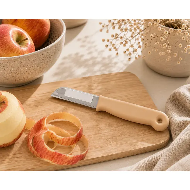 Solingen Schilmesje – RVS Glad – 16 cm met Blade Cover – Pastelbeige – 10 Stuks