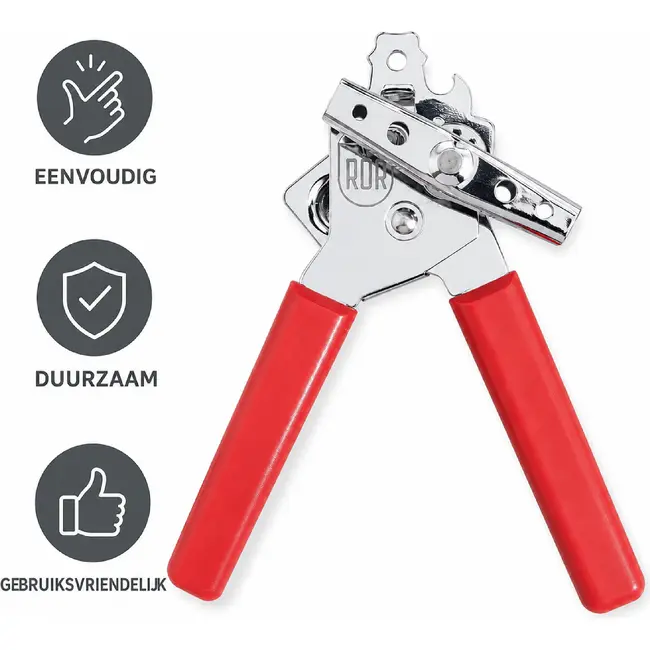 RÖR Solingen Universele blikopener 18 cm rood met comfortabel handvat